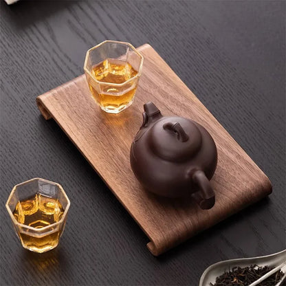 Creative rectangular wooden desktop display rack Hotel Home Coffee Table Decorative Plate Retro Style Heat-resistant Thick Tr