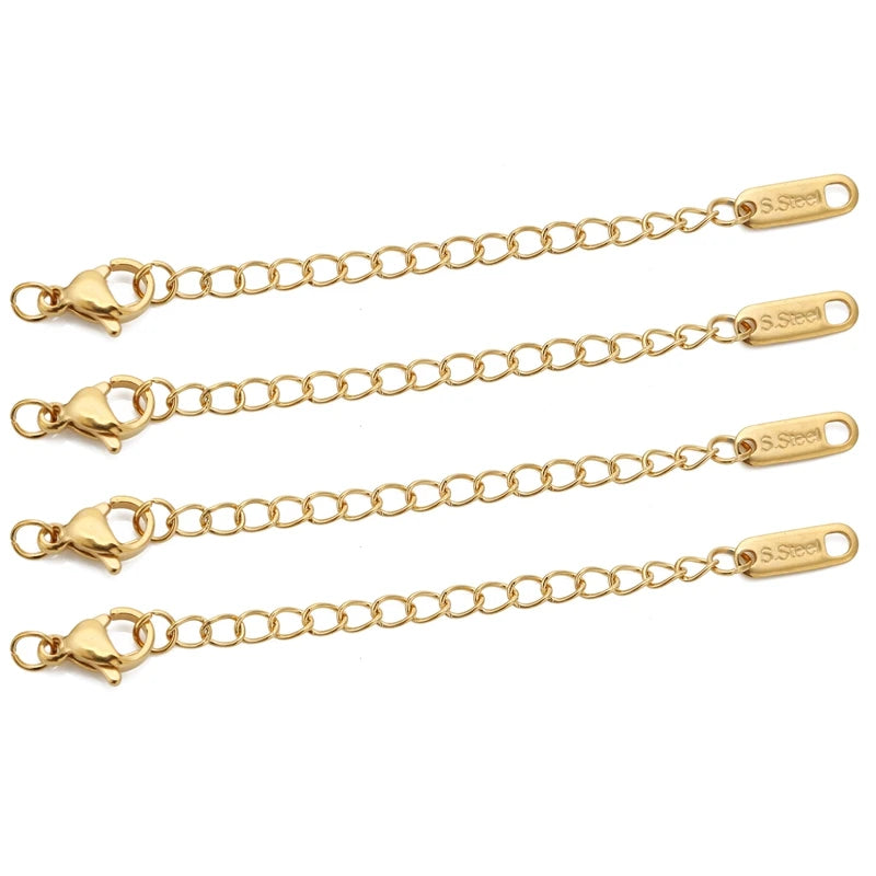 10pcs Stainless Steel Extension Chains with Lobster Clasps Connector Link Necklace Tail Making DIY Bracelet Accessories Suppl