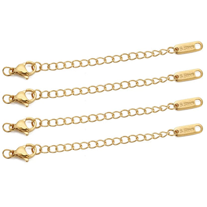 10pcs Stainless Steel Extension Chains with Lobster Clasps Connector Link Necklace Tail Making DIY Bracelet Accessories Suppl