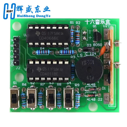 16 Music Sound Box BOX-16 Board 16-Tone Electronic Module DIY Kit Parts Components Soldering Practice Learning Kits for Ardui