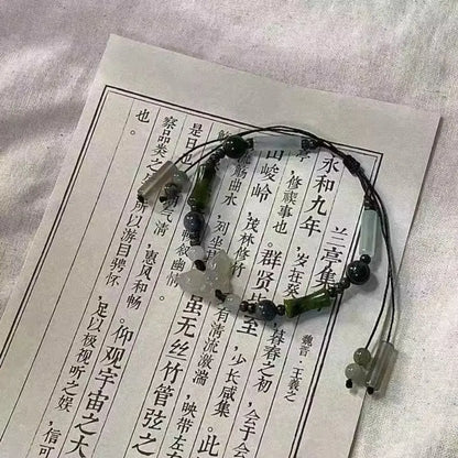 Fashion Bamboo Beads Chinese Style Beaded Bracelet Chinese Style Beaded Braided Rope Bracelet Vintage Antique Bracelet - 2