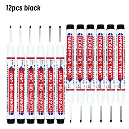 4/12 Pcs Waterproof Long Head Markers Deep Hole Marker Pen for Metal Carpenter Red/Black/Blue/Green Ink Woodworking Tools Mar