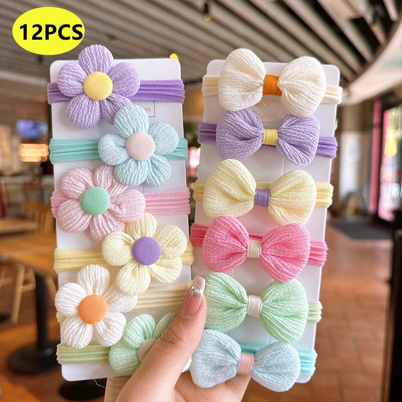 20PCS 10PCS Hair Accessories For Girl Elastic Hair Bands Flowers Style Hair Ring Children Birthday Party Headdress Headwear -