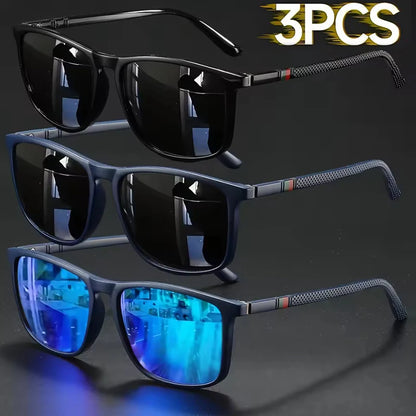 2/3pcs Luxury Square Vintage Cycling Sunglasses Men Women Fashion Travel Driving Fishing Sun Glasses Male Eyewear UV400 - Nav