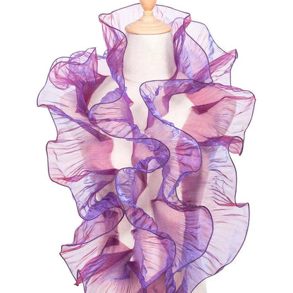 2Yards Embroidery Ruffled Pleated Lace Fabric Trim Gradient Organza Border for Dress Party DIY Sewing Decoration