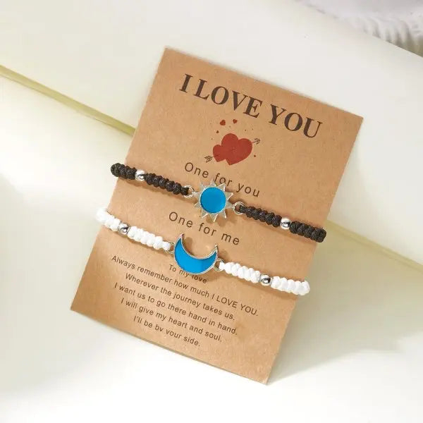 Romantic Luminous Sun Moon Couple Bracelets for Women Men Handmade Braided Rope Matching Bracelet Charms Lover Jewelry Gifts