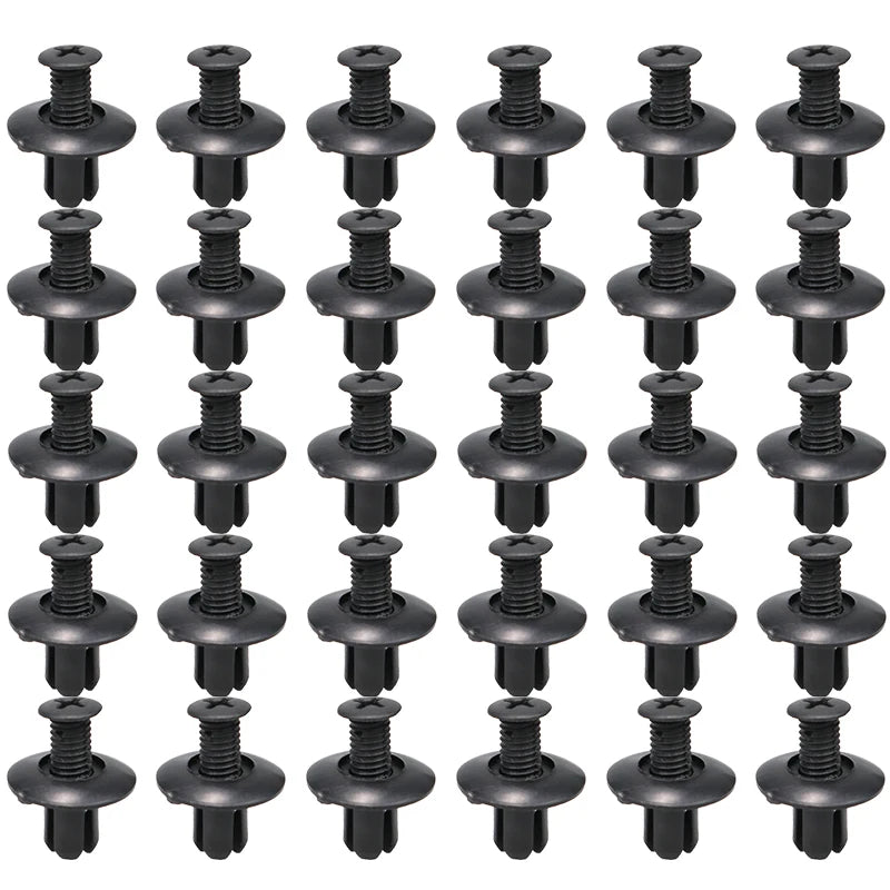 8mm Plastic Rivets Fasteners Screw Car Bumper Fender Black Rivet Car Fastener Clips for Toyota Focus Kia Nissan Yamaha - 30Pc