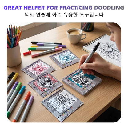 Vintage Computer Drawing Sticky Notes 50 Sheets - Ideal for Artists & Office Use,Durable Adhesive Notes, Sticky Notes for Off