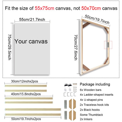 Various Sizes Canvas Frame Wooden Frames Natural Wooden Photo Oil Painting Canvas Diamond Painting Frames Canvas Wood Wall Fr