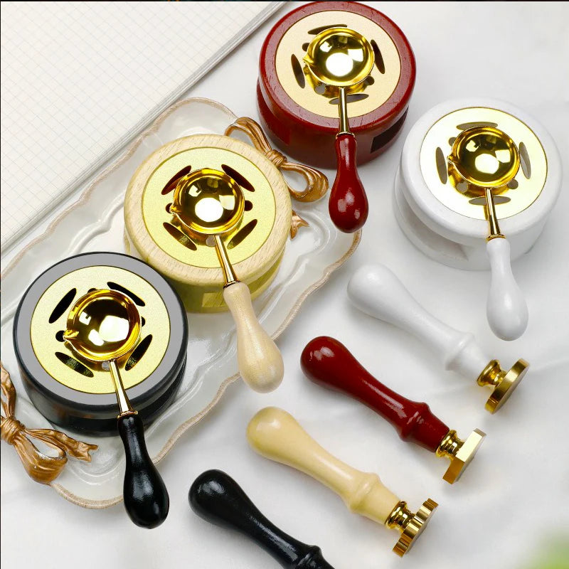 DIY Sealing Wax Spoon Bead Melting Heater Lacquer Furnace Solid Wood Stove Seal Supplies For Stamp Wax Stamp Craft Wedding Gi