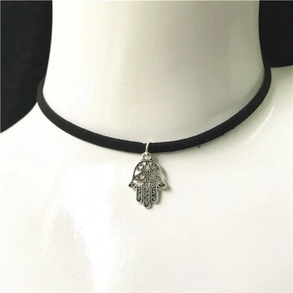 90's Inspired Gothic Lolita Punk Choker Necklace Black Velvet Suede Steampunk Torques Jewelry Statement Colar Christmas Gift 