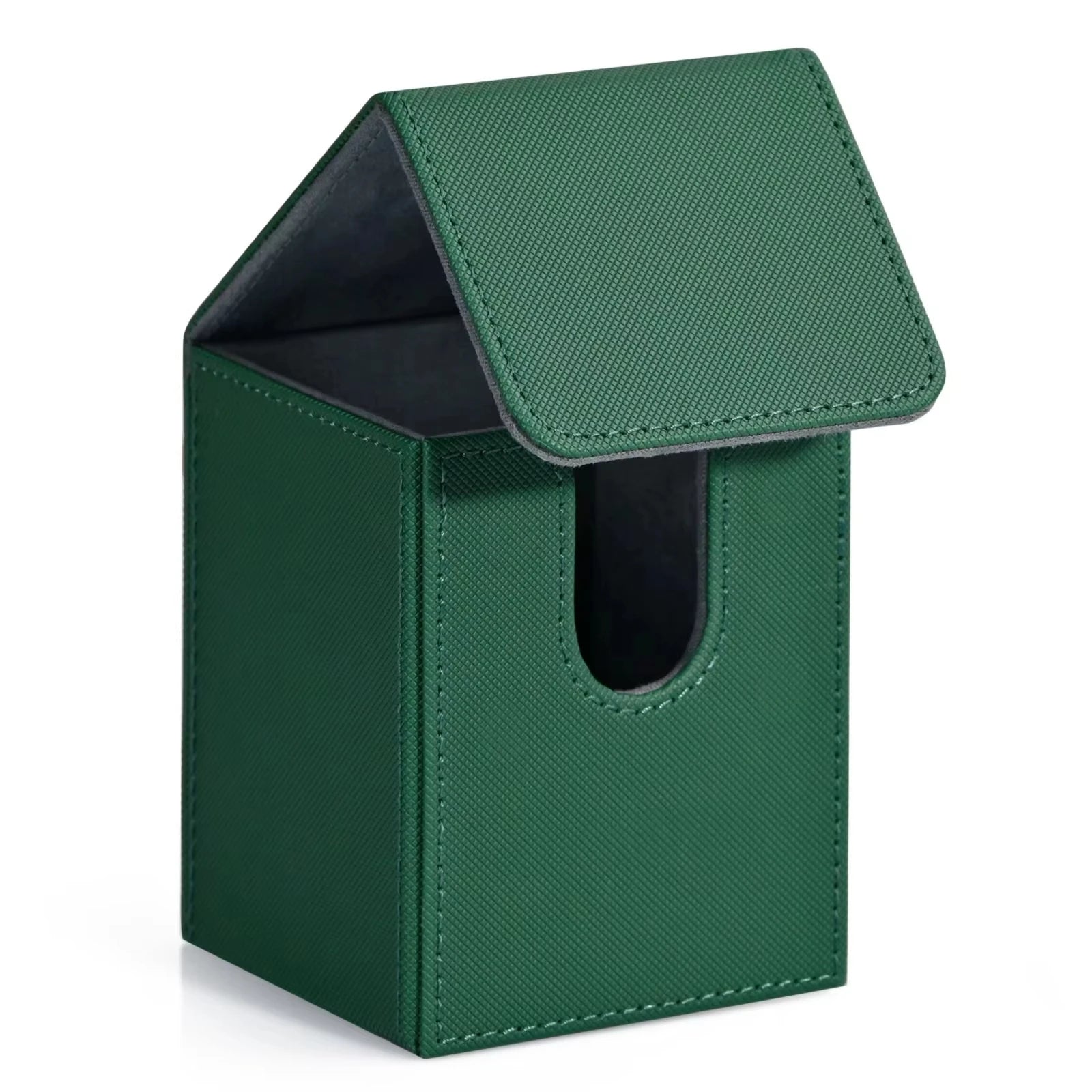 Card Deck Box,Card Storage Box holds 100+ Single Sleeved Cards, PU Leather Magnetic Closure for Magic cards TCG cards - Green