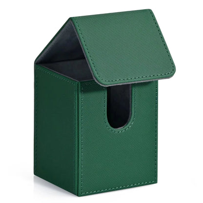 Card Deck Box,Card Storage Box holds 100+ Single Sleeved Cards, PU Leather Magnetic Closure for Magic cards TCG cards - Green