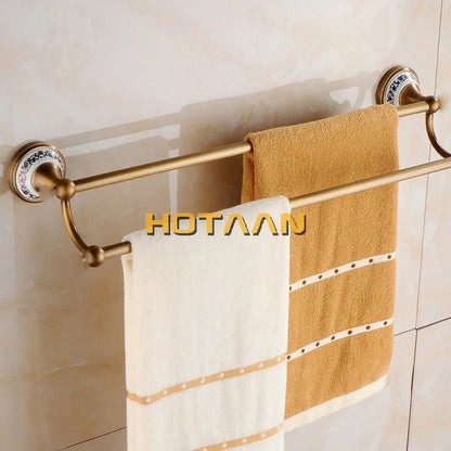Antique Brushed Solid Brass Bathroom Accessories Sets European Porcelain Bathroom Hardware Sets Ceramic Retro Bathroom Produc