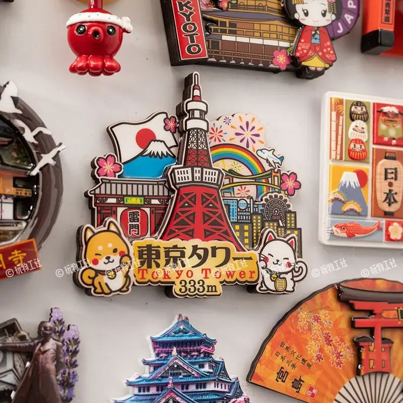 Japanese Travel Souvenir Fridge Magnet City Tourist Attraction Home Decor Basswood Resin Stickers Creative Gifts from Japan