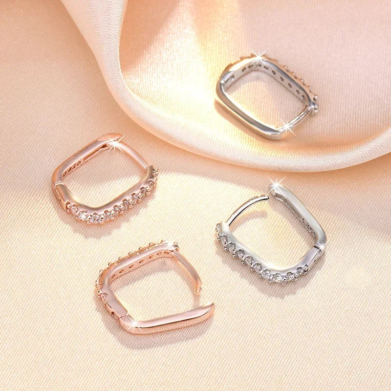 Original designer 925 Sterling Silver Elegant Crystal Jewelry Fashion Zircon Circle Hoop Earrings for Woman Wedding Party Gif