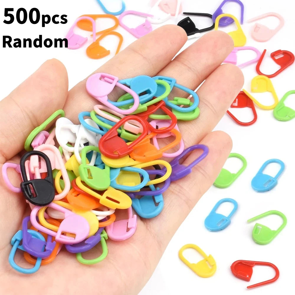 50/200/500pcs Knitting Crochet Tool, Locking Marking Buckle, Small Ring Pin, Sweater Counter, Plastic Counting Buckle - 500pc