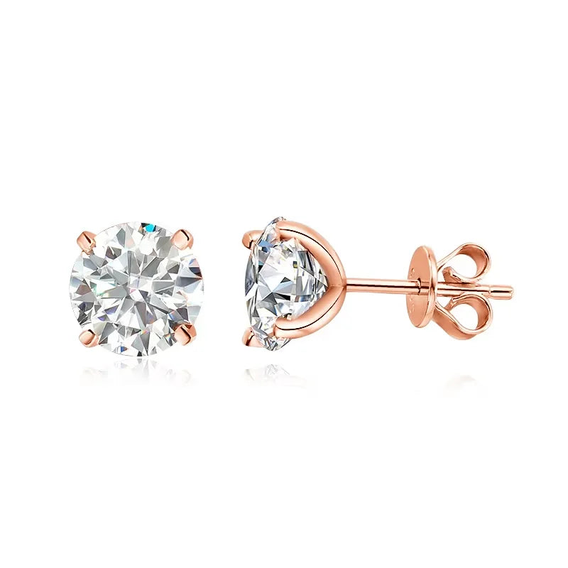 Smyoue 0.2-3CT Rose Gold Color Moissanite Stud Earrings for Women Sparkling Classic Wedding Lab Diamond Earring Pure 925 Silv