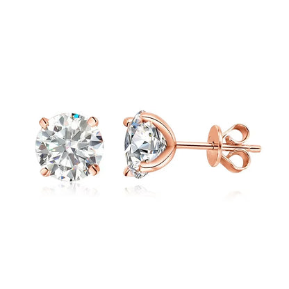 Smyoue 0.2-3CT Rose Gold Color Moissanite Stud Earrings for Women Sparkling Classic Wedding Lab Diamond Earring Pure 925 Silv