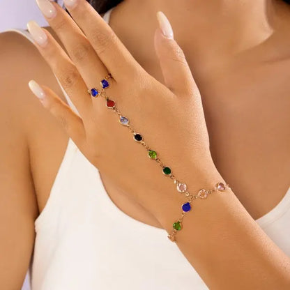 Elegant Red Crystal Zircon Metal Chain Bracelets for Women Colorful Heart Bracelets Party Wedding Wrist Charms Jewelry Gift -