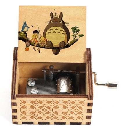 2025 HOT NEW GOOD toy Wooden painted music box, Totoro music gift, ornament, light luxury wooden hand cranked music box