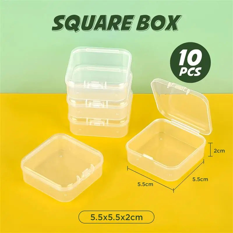 10pcs Plastic Box Rectangular Box Translucent Box Packing Box Storage Box Dustproof Solid Strong Jewelry Storage Case Contain