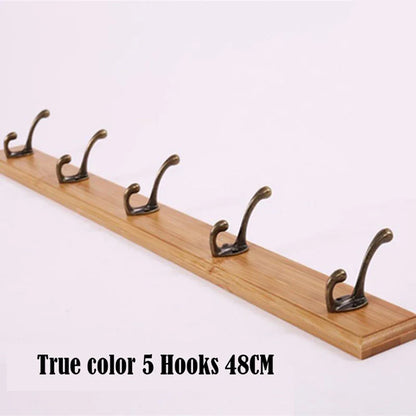 Wall Mounted Solid Wood Coat Rack with Hooks Hats Clothes Hanger Closet Organizer Perchero Furniture for Hallway Entrance Dec