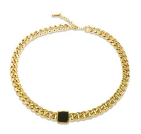 Square Pendants Delicate Stainless Steel Chain Pendant Necklace For Women Necklace - C14 Gold