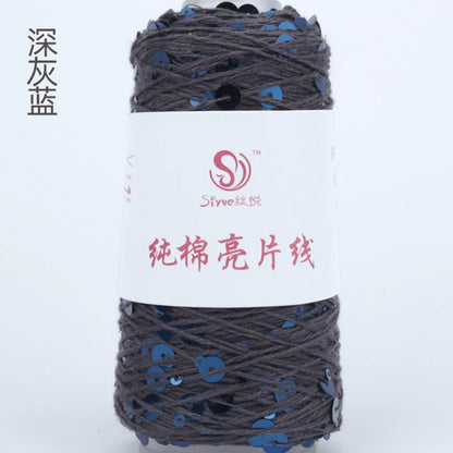 Crochet Sequin Yarn, 100g Cotton Thread, Hand Woven Yarn for DIY Accessories, Knitting Yarn for Fashion Projects, Unique Birt