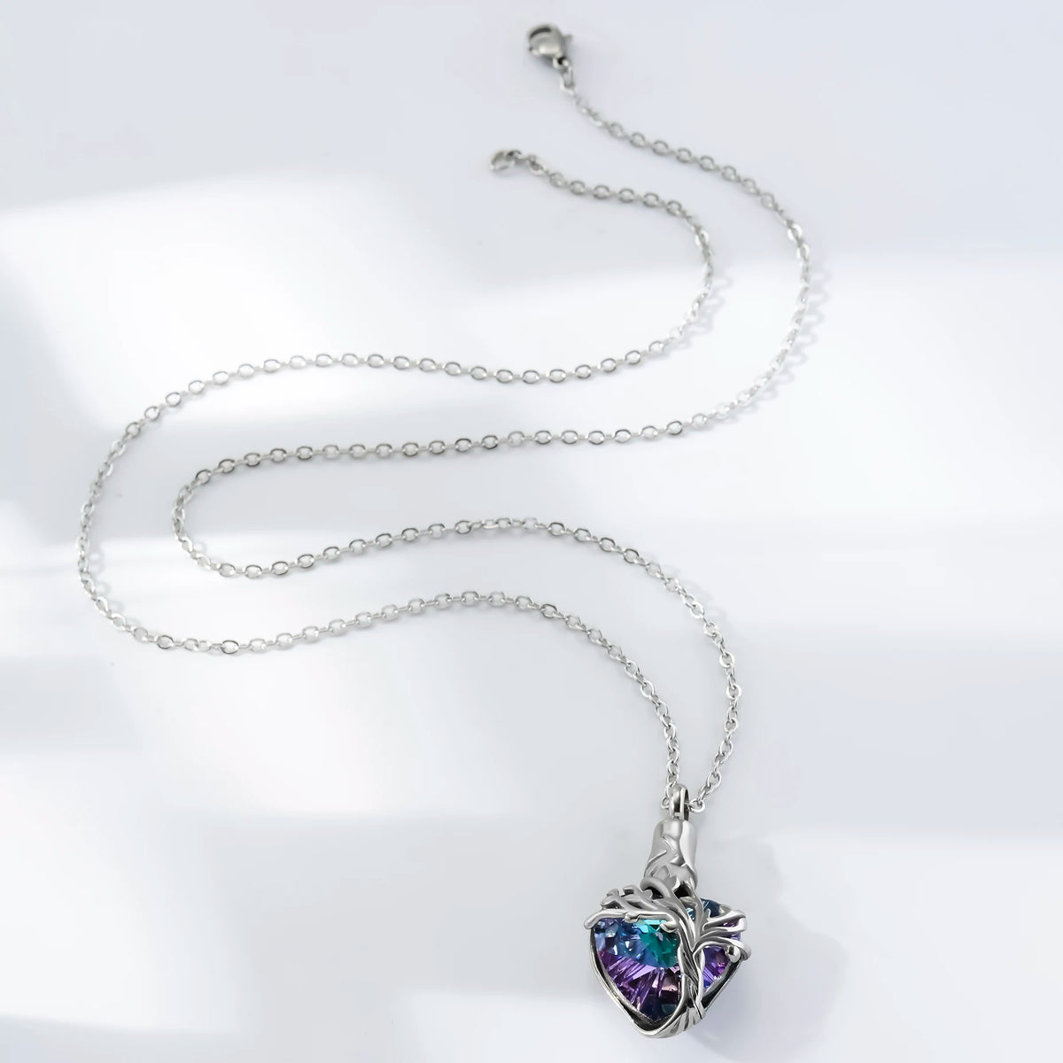 Cremation Jewelry Tree of Life Urn Necklace for Ashes with Crystal Memorial Keepsake Jewelry w/Funnel Filler Gifts for Women