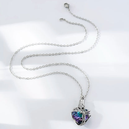 Cremation Jewelry Tree of Life Urn Necklace for Ashes with Crystal Memorial Keepsake Jewelry w/Funnel Filler Gifts for Women