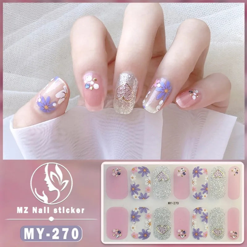 Nail Sticker Full Cover Waterproof Nail Art Manicure Decoration Sweet DIY Nail Decail Rhinestones Self Adhesive Manicure INS 