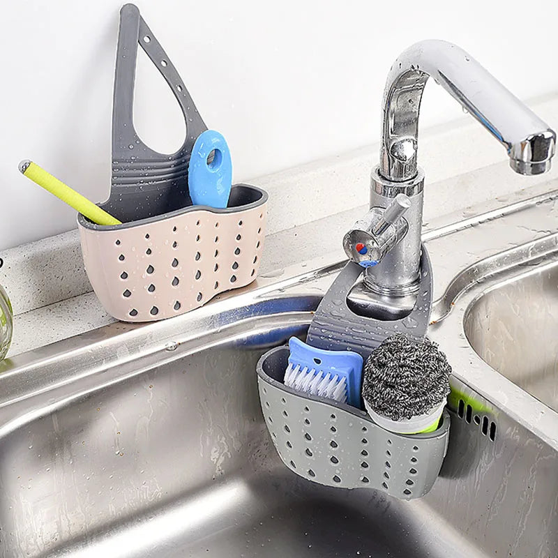 Kitchen Sink Holder Hanging Drain Basket Adjustable Soap Sponge Shelf Organizer Bathroom Faucet Holder Rack Kitchen Accessori