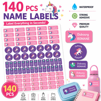 TREES 140PCS Custom Waterproof Name tags Stickers ,cartoon style, nakrjki na ubrania imie，autocollants personnalisés prenom,
