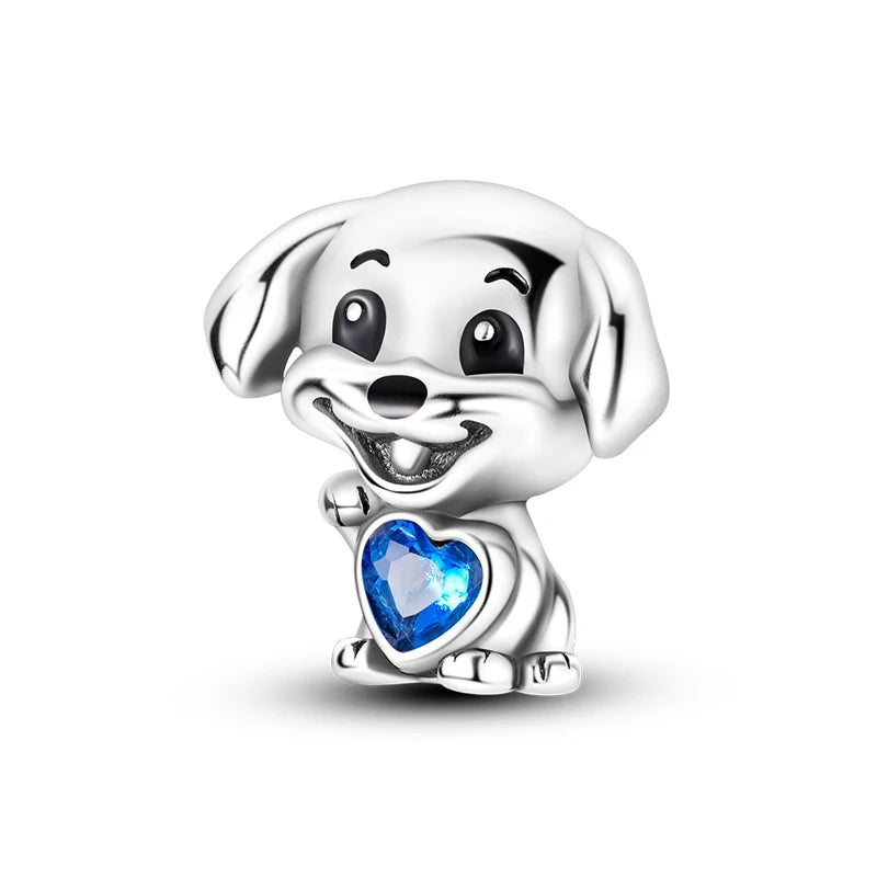 Original 925 Sterling Silver Charms Love Pets Dog Cat Paw Print Pendant Beads Fit Brand Bracelets Necklaces Women DIY Jewelry