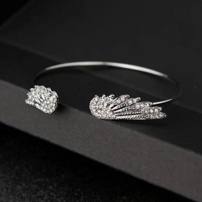 Korean Fashion Jewelry Angel Wing Rhinestones Bracelet Personality Alloy Open Wings Bracelet Feather Bracelet Bracelets &bang