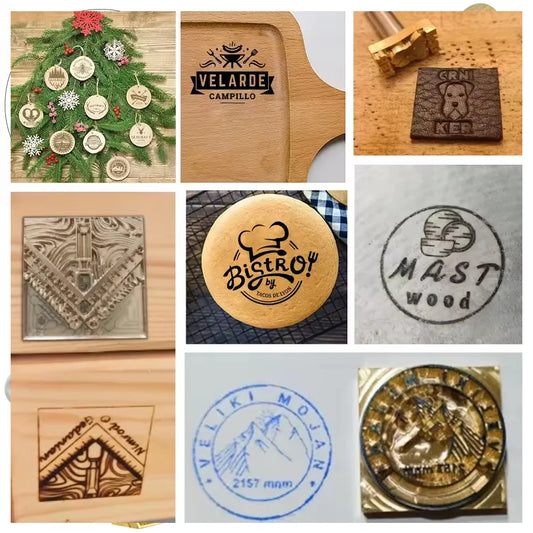 Custom Branding Iron Stamp DIY LOGO Heating Brass Embosser Seals with Handle for Wood Leather Cake Hamburger Wedding Party Cr