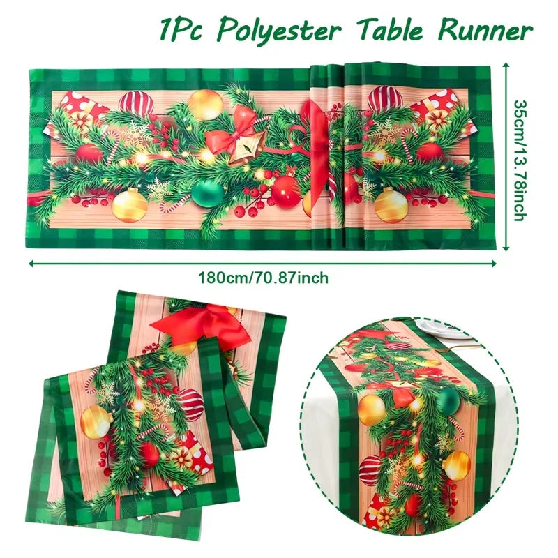 Christmas Table Runner Merry Christmas Decoration for Home Xmas Party Decor 2025 Navidad Notal Noel Ornament Happy New Year 2