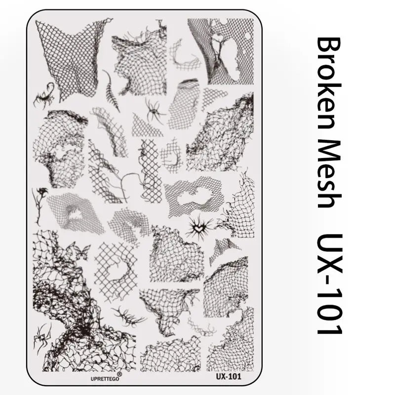 UX Serial 2 Stainless Steel Stamping Plate Template Abstract Vintage Fabric Texture Pattern Xmas Halloween Floral LaceUX52 - 