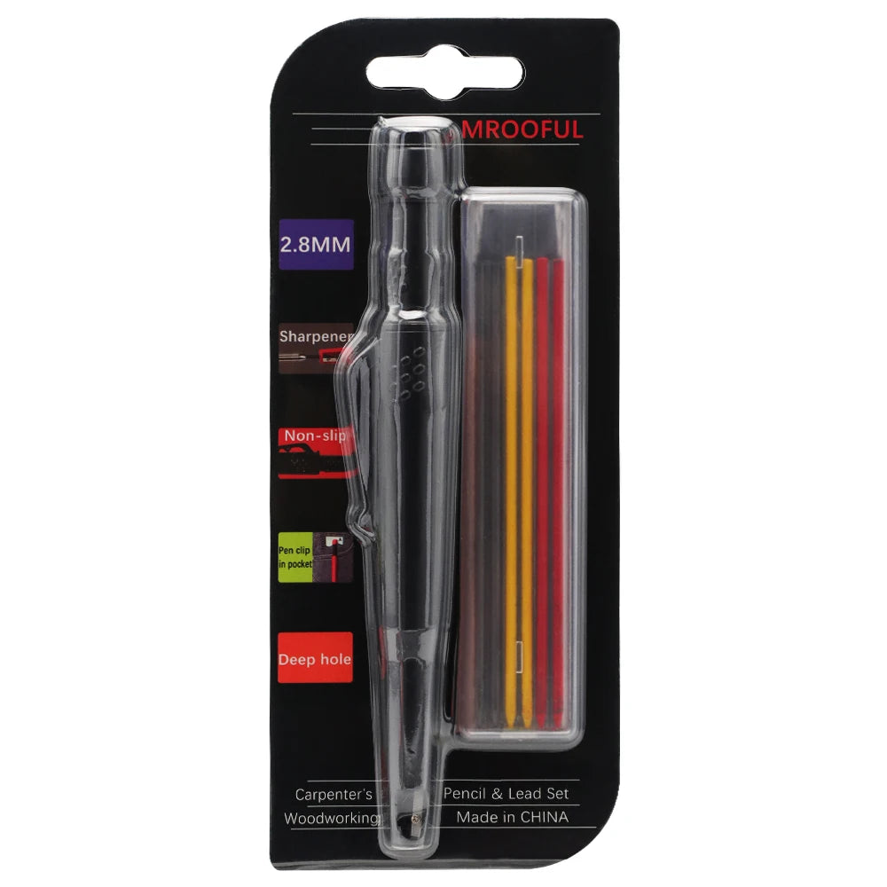 Woodworking Pencil Card Set, Deep Hole Marking and Drawing, with 2.8mm Reliable and Durable Lead, for Carpenters Engineering