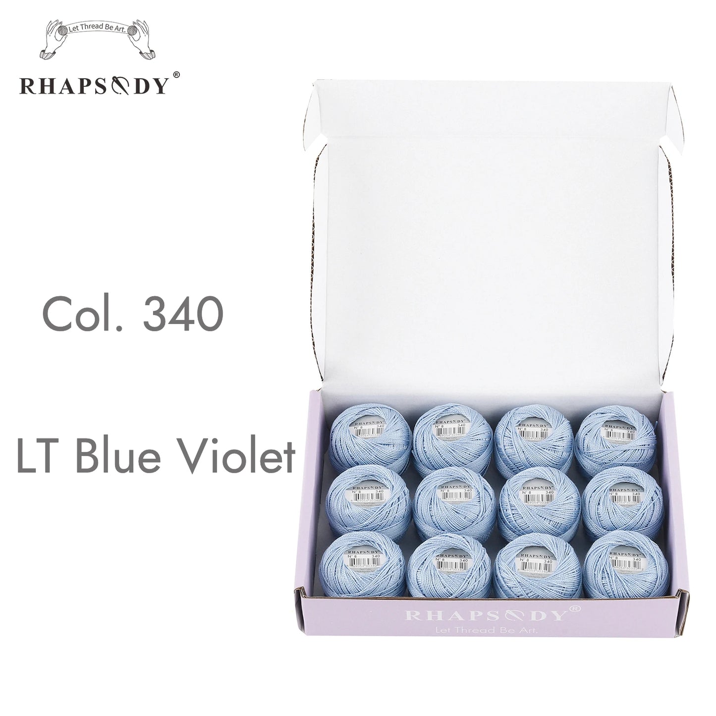 Rhapsody Size #8 Pearl Cotton Crochet Thread Embroidery Craft Needle Cross Stitch Egyptian Cotton Mercerized 12 Balls Set - 3