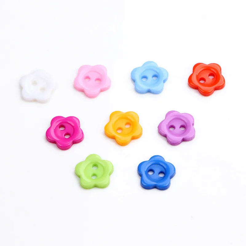 100Pcs Cute Plum Blossom Flower Buttons,Sewing Buttons Craft DIY Children's Handmade Buttons,Children's Sweater Buttons