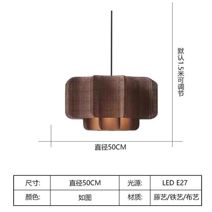Japanese Rattan Chandelier Wabi Sabi Vintage pendant Light Bedroom Kitchen Island Living Dining Room Hotel Bedroom hanging La