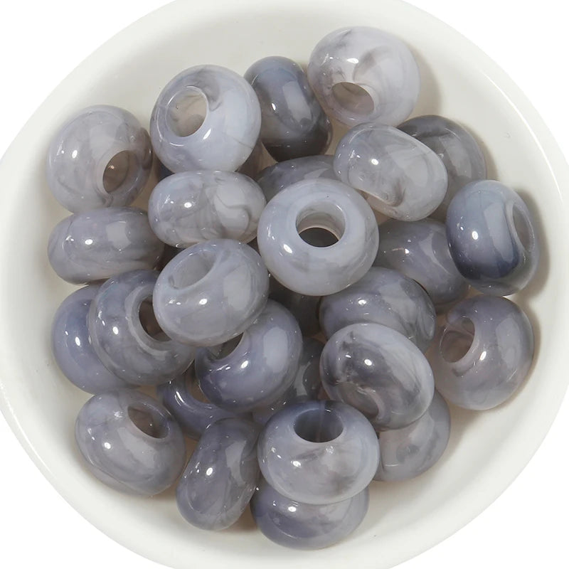 50pcs/lot Colorful Round Acrylic Beads Big Hole Loose Spacer Beads For Jewelry Making DIY Necklaces Bracelets Accessories - b