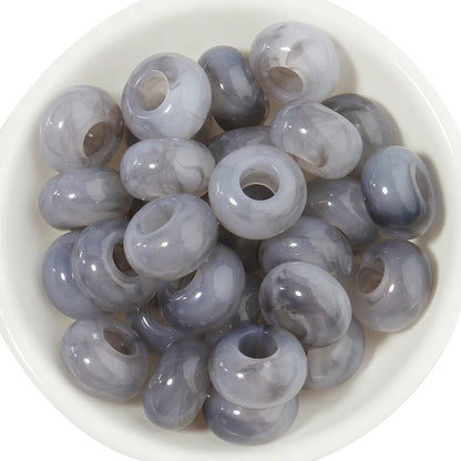 50pcs/lot Colorful Round Acrylic Beads Big Hole Loose Spacer Beads For Jewelry Making DIY Necklaces Bracelets Accessories - b