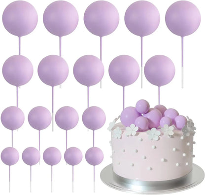 20-Piece Mini Balloon Cake Topper Decorations with Gold Ball Picks - Festive Cake Decor for Celebrations - Light Purple