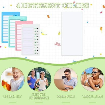 1 pcs Kids Chore Chart with 5 pcs Blank Card,Plastic Checklist Board with Detachable Cardstock to Do List for Routine Plannin