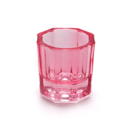 Crystal Glass Acrylic Powder Dappen Dish, Nail Cup, Wash Brush Bowl, Nail Art Tools - Clear red