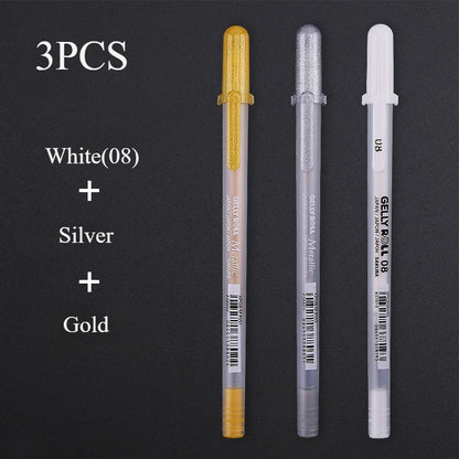 1/3PCS SAKURA Gelly Roll Gel Pens Highlight Marker for Journaling Art Drawing Classic White Ink Assorted Point Fine Medium Bo