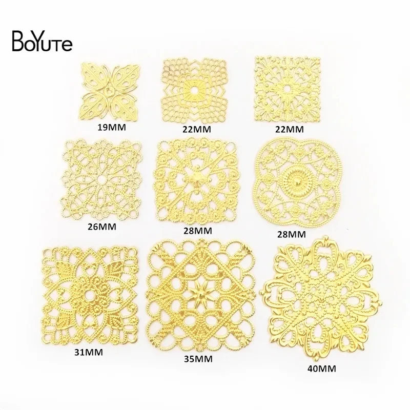BoYuTe Filigree Mix Styles Metal Brass Stamping Butterfly Flower Filigree Findings DIY Hand Made Jewelry Accessories
